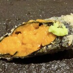 天ぷらあら木 - 雲丹は天ぷらに合わないと思う。みかわ是山居さんでも同じ感想。