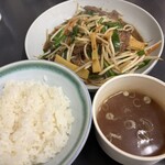 光楽 - ニラレバ炒め＋ライス