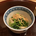 新ばし 笹田 - 壬生菜と揚げの温かいお浸し