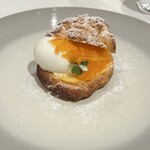 Ristorante Ecru - せとか-bigne- せとかのマーマレード、カスタード、ミルクのアイス、サクサクのシュー生地