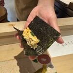 すし人　酒伊 - あん肝手巻き