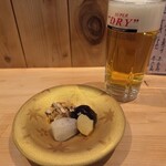 みち楽 - 料理写真:生ビールと突きだし