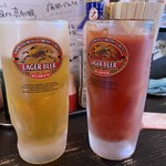 やきとん 豚番長 - キリンラガー生590円/トマトハイ490円