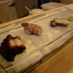 鮨 さいとう - ☆３種盛りはなかなか面白いですね(#^.^#)☆