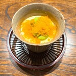 御料理 ふじ田 - 百合根の茶碗蒸し そらまめ からすみ