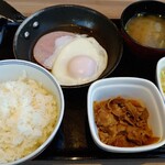 吉野家 - ハムエッグ牛小鉢定食