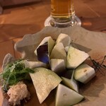 大阪ごはん MON. - 大好物の水茄子。最近はハウス栽培で年中手に入るそうで、地元ならではだなあと感動