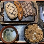 感動の肉と米 - 料理写真:「ロース＋ハンバーグコンボ」¥1550＋「ジャンボフランク」(クーポン)