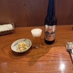 ぽん多本家 - 瓶ビール小瓶、ツマミのポテサラ