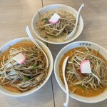 極濃タンメン イチラク - 濃厚塩、味噌大、味噌並。　唐揚げ撮り忘れ...