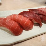 佐渡のすし 弁慶 イオン新潟青山店 - 大トロ、赤身、中トロ