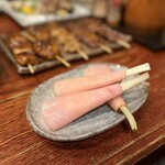 やどかり - エシャロットをハムで巻き巻き。中に特製ソース入り