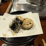 天源・天ぷら専門店 - ナスと蓮根