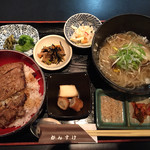 かんすけ - テール温麺とステーキ丼のハーフセット