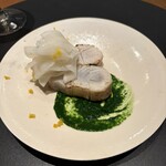 たまとり - 鰆の炙り　あらかぶと春菊のソース