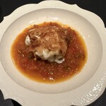 たまとり - 炙り白子のトマトとケッパーのソース