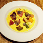 スパイスカフェ - 2014年クリスマスディナー(6300円)の温野菜のサラダ コリアンダー、フェンネル、ディルの香り