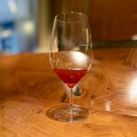 IL TEATRINO DA SALONE - （七杯目）カタシモワイナリーの葡萄をブレンドして､ブルーベリーをお茶と一緒に煮出し､バルサミコ酢を加えています。次のお肉料理に合わせて｡