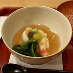 茶つぼ - 丹後の石鯛、車海老、北海道羊蹄山の百合根、かぶら蒸し、銀杏に葛餡をかけた煮物