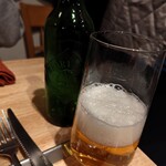 料理店オクノ - ハートランドビール、2人で半分