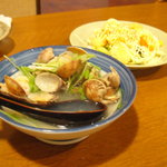 あさりの酒蒸し＆エビマヨ