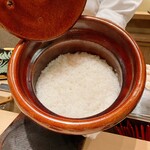 銀座 よし澤 - お米第二形態(蒸らし前)
