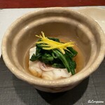 日本料理 TOBIUME - 甘鯛と大葉菊菜と柚子皮の炊合せ