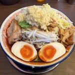 ラーメン☆ビリー - 料理写真:RED激辛　あぶらあり、にんにく多め、無料追い飯