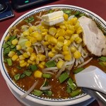 丸源ラーメン - 味噌バターコーンラーメン＋茹で野菜