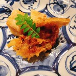 料理屋もり尋 - タチウオのビール衣揚げ、海老芋の唐揚げ