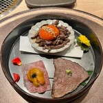 焼肉割烹 YP流 - ユッケは良く焼きにしてもらいました。