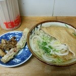 西端手打 上戸うどん - かけうどん中（２玉）３００円てんぷら１００円あげ１１０円合計５１０円