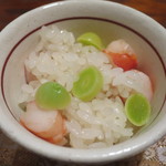 鈴乃希 - 海老の酒盗付けと銀杏の飯蒸し