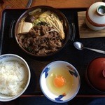 Sairaku Koubou Yuukiya - H26.12.28 すき焼き定食　こにサラダとコーヒーが付きます