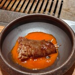 NIKUSYO taku ohira - サーロインのネギ巻きすき焼き風