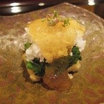 日本料理 晴山 - 墨烏賊と長芋とほうれん草と生麩