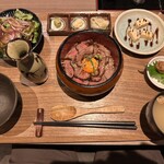 肉処しま  高崎店 - 【2026.1.13(火)】赤城和牛ひつまぶし（ひつまぶし＋野菜サラダ＋味噌汁＋梅＋デザート）2,800円