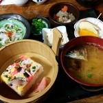 よしだ - 「岩国寿司定食 (1600円)」には、山女ソーメンが入っています♪