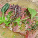 クラフトビアマーケット - 【再訪2014年12月】「天然ブリのカルパッチョ （ハーフサイズ）」850円！チョイお高いですがｗｗ