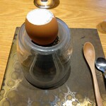 RESTAURANT hidamarino - アミューズ 1:卵黄/ポルチーニ茸