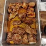 大阪西成 もつ肉商店 - スタミナ焼き5点盛り（1,925円）おっぱい、レバー、かしら、セセリ、ホルモン
