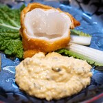 美味いもん屋 わ多なべ - 2026.1 いわき梅田水産1.5kgサイズ伊勢海老フライ マヨネーズを使わない西京味噌ベースのタルタルソース