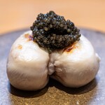 美味いもん屋 わ多なべ - 2026.1 いわき梅田水産天然トラフグ焼き白子 フランス産熟成キャヴィア乗せ