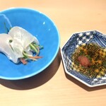 鮨 銀座 おのでら - 九絵のしゃぶしゃぶ野菜巻き