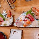 おさかな心技体 - お刺身、マジに1人ひと皿来ました！友達と、どゆこと！？ってびっくり幸せ！