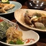 一粋 - アジのなめろうとアサリの酒蒸し