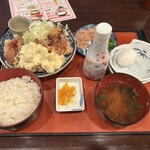 お食事処　萬揚げとん福天 - チキン南蛮定食3個 1089円 & TKGセット220円❗️