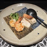 鉄板焼さわふじ - 鯛とエビの鉄板焼