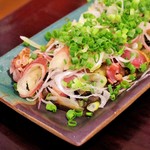 よしもと食堂 - 地鶏と茄子の茗荷和え