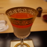 銀座 小十 - 牛乳ゼリー 江戸柿のムース掛け 2014.12.2x